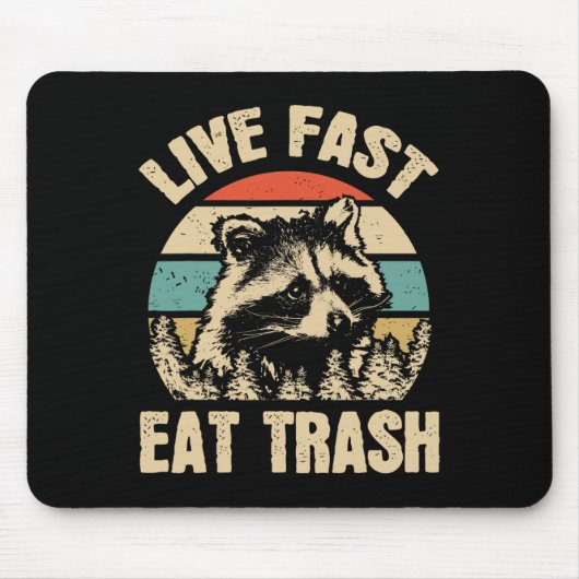 Lebe schnell, iss Müll, lustiger Waschbär, Camping Mousepad (Vorne)