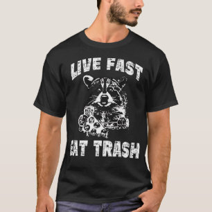 Lebe schnell, iss Müll, lustiger Waschbär, Vintage T-Shirt