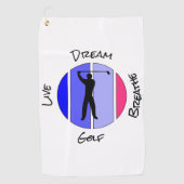 Lebe, träume, atme Golf Golfhandtuch (Vorderseite)