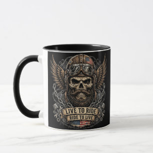 Lebe um zu fahren Totenkopf-Biker Tasse