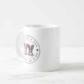 Lebe wie ein Hund, sei mutig, sei freundlich Kaffeetasse (Vorderseite Links)