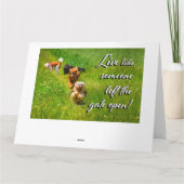 Lebe wie jemand Verlassen das Tor offen! Dankeskarte (Rückseite)