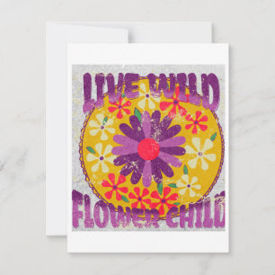 Lebe wild Flower Child - Hippie-Lebensstil Feiertagskarte