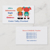 Leben-Abenteuer mit den Kindern Vorschul Visitenkarte (Vorne/Hinten)