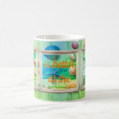Leben am Strand Sand Seashells Rustikale Rahmen Kaffeetasse (Mittel)