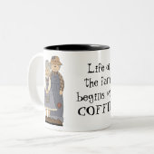 Leben auf der Bauernhof-Tasse Zweifarbige Tasse (Vorderseite Links)