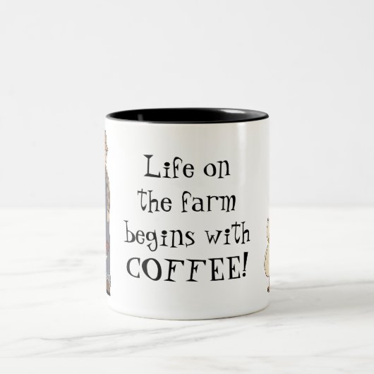 Leben auf der Bauernhof-Tasse Zweifarbige Tasse (Mittel)
