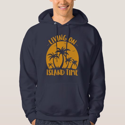 Leben auf der Insel Zeit Palmen und Sonnenuntergan Hoodie (Vorderseite)