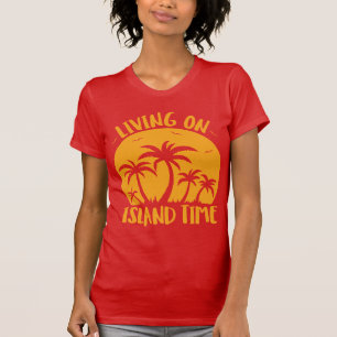 Leben auf der Insel Zeit Palmen und Sonnenuntergan T-Shirt