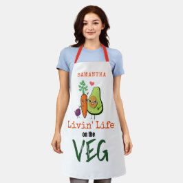 Leben auf Veg Name Veganer Spaß Weiß Schürze