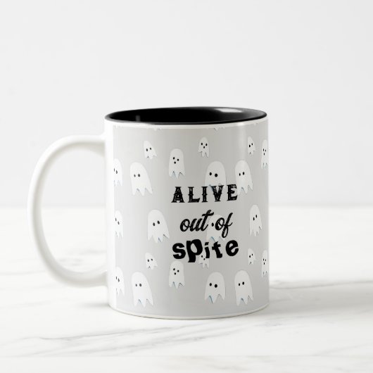 Leben aus Spite mit niedlicher Geister-Tasse Zweifarbige Tasse (Links)