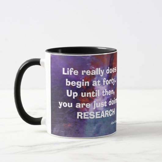 LEBEN BEGINNT AUF VIERZIG KAFFEE TASSE (Links)