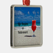 Leben beginnt bei der Pensionierung - Frostgetränk Ornament Aus Metall (Rechts)