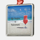 Leben beginnt bei der Pensionierung - Frostgetränk Ornament Aus Metall (Links)