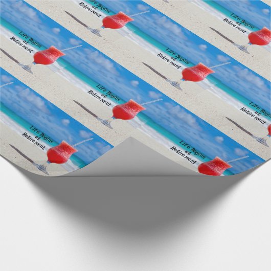 Leben beginnt bei Pension - Sandstrand, sonniger T Geschenkpapier (Ecke)