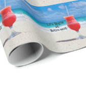 Leben beginnt bei Pension - Sandstrand, sonniger T Geschenkpapier (Rolleneckpunkt)