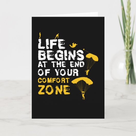 Leben beginnt Comfort Zone Skydiver Karte (Vorderseite)