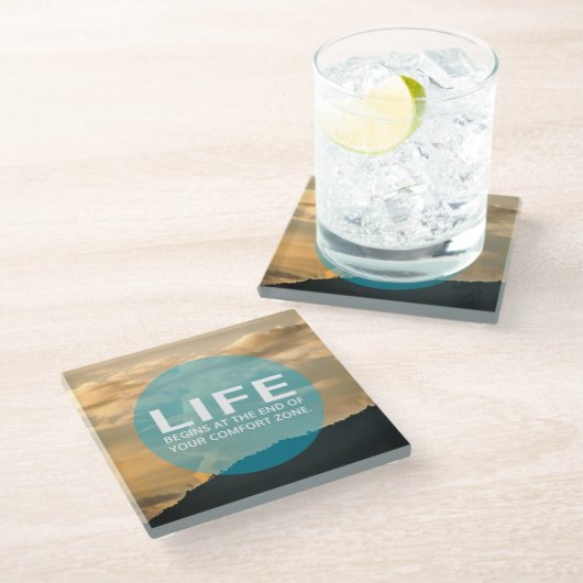 Leben beginnt glasuntersetzer (Schrägansicht)