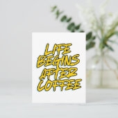 LEBEN BEGINNT NACH KAFFEE POSTKARTE (Stehend Vorderseite)