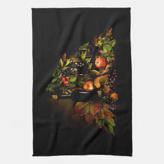 Leben bei Wein und Obst Geschirrtuch (Vertikal)