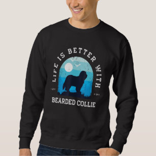 Leben besser Bearded Collie Vintage Blau Hund Mama Sweatshirt