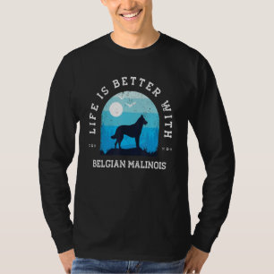 Leben besser Belgischer Malinois Vintage Blau Hund T-Shirt