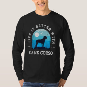 Leben besser Cane Corso Vintage Blau Hund Mama Pap T-Shirt