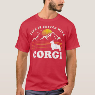 Leben besser Corgi Vintage Hundemama Vater T-Shirt