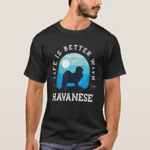Leben besser Havanese Vintage Blau Hund Mama Papa T-Shirt
