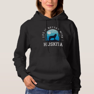 Leben besser Huskita Vintage Blau Hund Mama Papa Hoodie