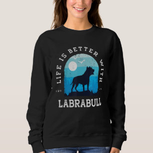Leben besser Labrabull Vintage Blau Hund Mama Papa Sweatshirt