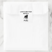 Leben besser mit Mops Quadratischer Aufkleber (Tasche)