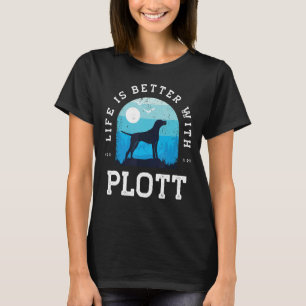 Leben besser Plott Vintage Blau Hund Mama Papa T-Shirt