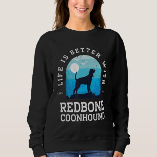 Leben besser Redbone Coonhound Vintage Blau Hund M Sweatshirt