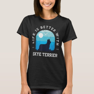 Leben besser Skye Terrier Vintage Blau Hund Mama P T-Shirt