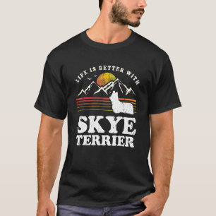 Leben besser Skye Terrier Vintage Hund Mama Papa T-Shirt