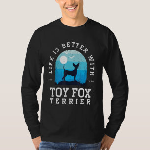 Leben besser Toy Fox Terrier Vintage Blau Hund Mam T-Shirt