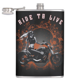 Leben - Bikermädchen Flachmann