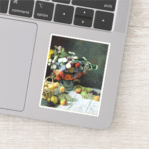 Leben Claudes Monet noch mit Blumen und Frucht Aufkleber