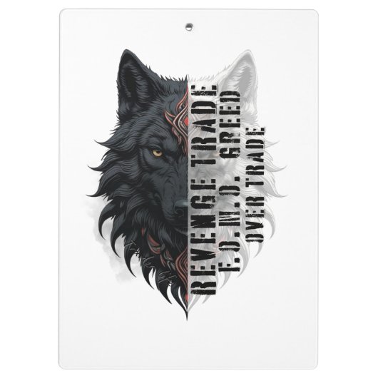 Leben der Händler | Weißer Wolf | Schwarzer Wolf Klemmbrett (Rückseite)