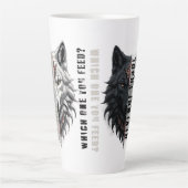 Leben der Händler | Weißer Wolf | Schwarzer Wolf Milchtasse (Vorderseite)