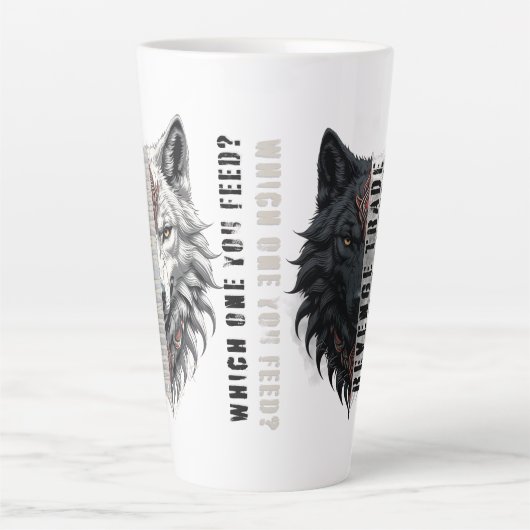 Leben der Händler | Weißer Wolf | Schwarzer Wolf Milchtasse (Vorderseite)