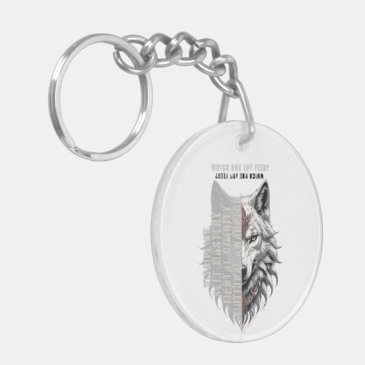 Leben der Händler | Weißer Wolf | Schwarzer Wolf Schlüsselanhänger (Vorderseite links)