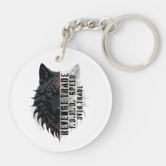 Leben der Händler | Weißer Wolf | Schwarzer Wolf Schlüsselanhänger (Rückseite)
