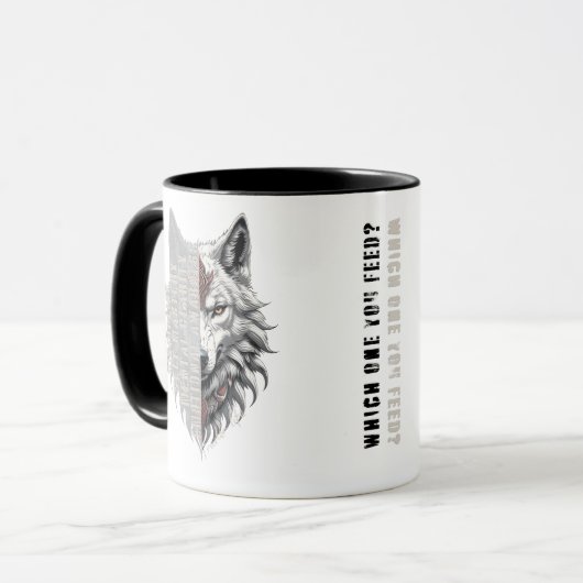 Leben der Händler | Weißer Wolf | Schwarzer Wolf Tasse (Vorderseite Links)