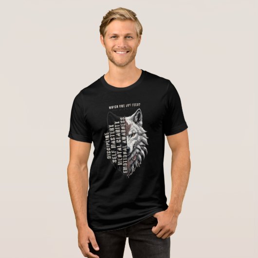 Leben der Händler | Weißer Wolf | Schwarzer Wolf Tri-Blend Shirt (Vorderseite voll)
