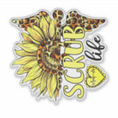 Leben der Scrub Life Krankenschwester Sonnenblumen Aufkleber (Vorderseite)