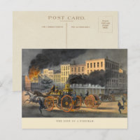 Leben eines Feuerwehrmanns Vintag Lithographie der