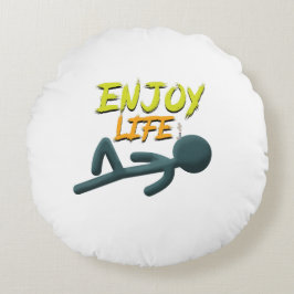 Leben genießen rundes kissen