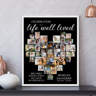 Leben gut gelebtes Herz geformt Foto Collage Beerd Poster